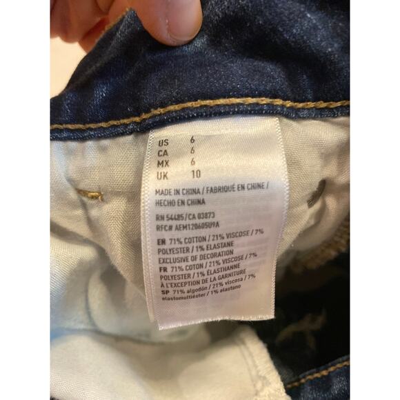 American Eagle Jean Shorts Womens 6 Blue High Rise Shortie Cut Off Boho Hippie - Picture 7 of 11